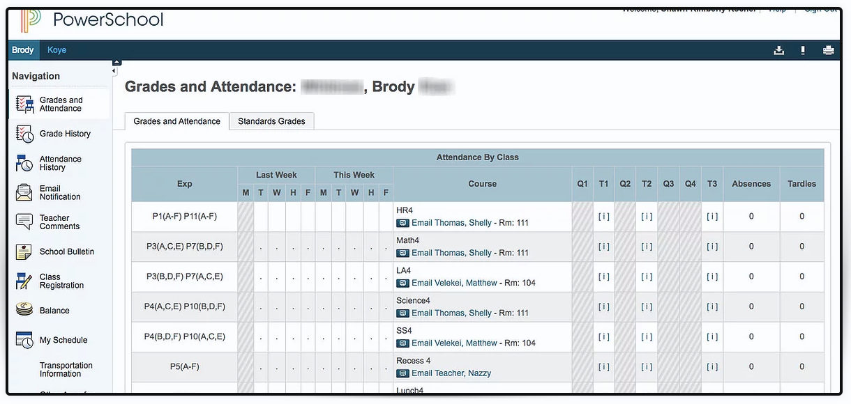 Grade and Attendance Screen Pic